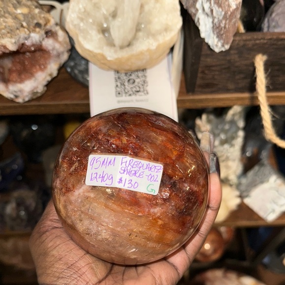 Hematoid (Fire) Quartz Large Sphere - 002 95MM 1240g - FIREQTZSPHERE002 - Picture 5 of 9